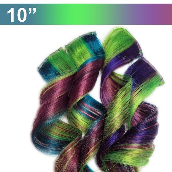 100% Real Human Hair Extensions Clip in Colored Hairstyles Neon Halloween